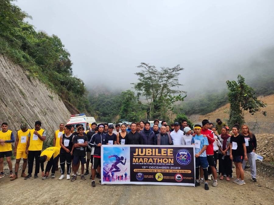 Participants during the Jubilee Marathon in commemoration of 50 years of Phek district held in five locations- Phek town, Chizami town, Meluri town, Pfutsero town and Chozuba town on December 13.